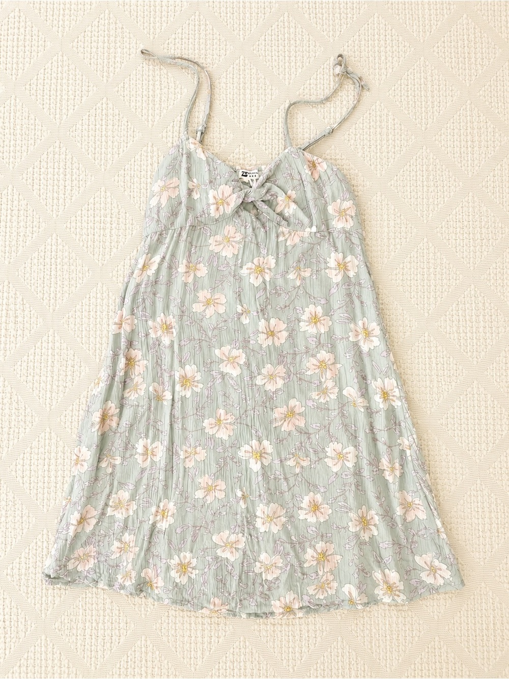 Billabong Mint Green Floral Sundress with Pale Pink and Lavender Accents